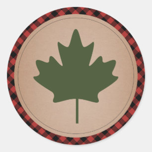 Maple Leaf Plaid Pegatina