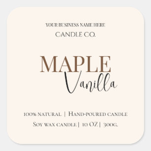 Maple Vainilla   Etiqueta elegante para vela de so