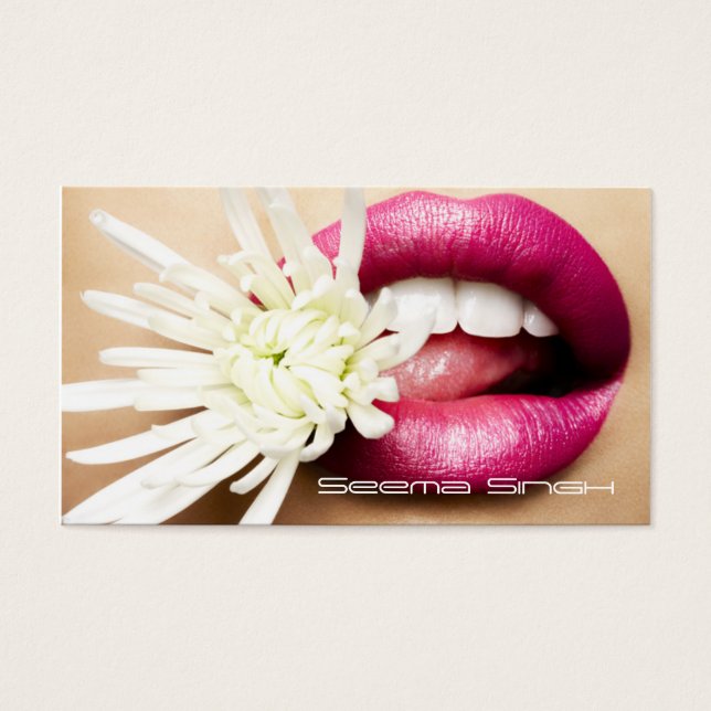 Maquillaje cosméticos artistas labios flor blanca (Frente)