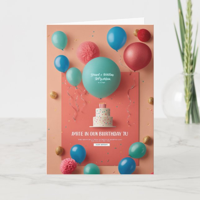 maquillaje de invitación de cumpleaños simplista (Anverso)