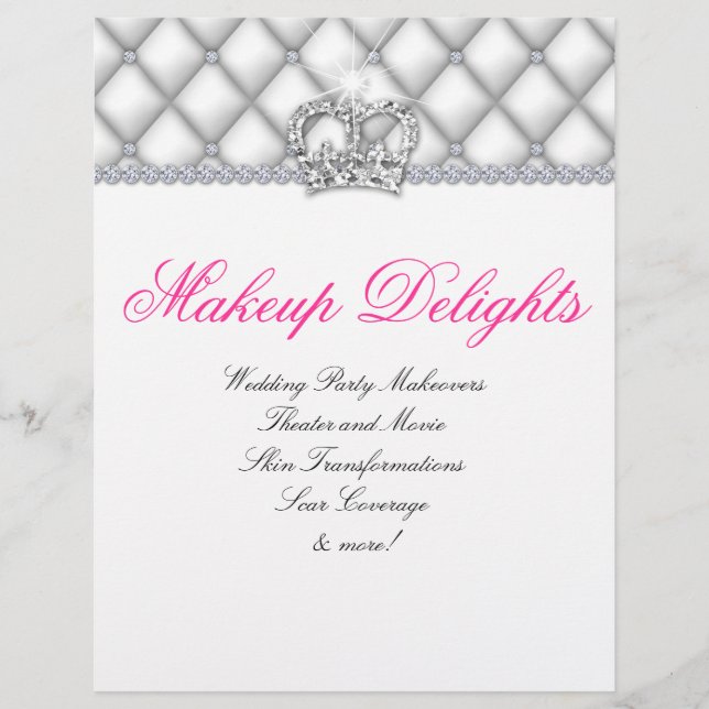 Maquillaje Flyer Salón de Pelo Satin Diamantes Bla (Frente)