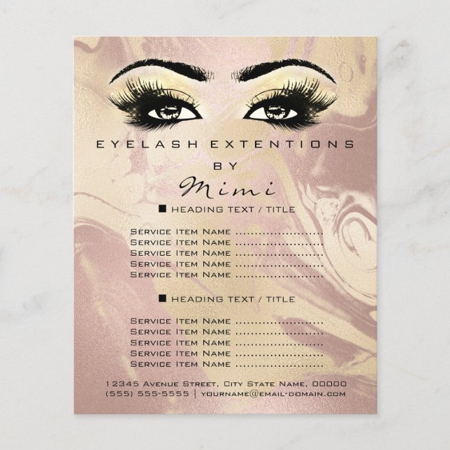 Máquina Artista Salón De Belleza Lash Flyer Mármol (Frente)
