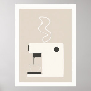 Máquina de Café Simple - Póster de Arte de Cocina