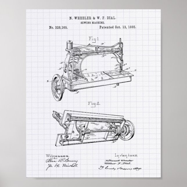 Máquina de coser 1885 Arte de patentes - Peper en  (Frente)