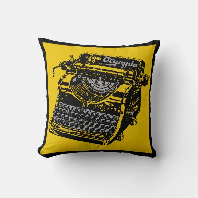 Máquina de vinilo con almohada amarilla y negra (Anverso)
