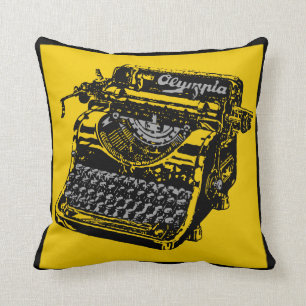 Máquina de vinilo con almohada amarilla y negra