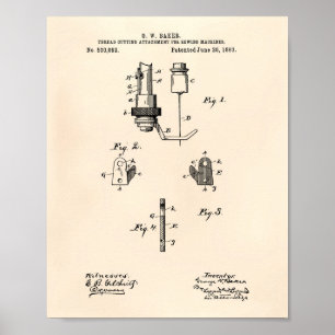 Máquinas de coser 1893 Peper de arte antiguo de pa