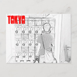 Máquinas expendedoras japonesas en postal de Tokio