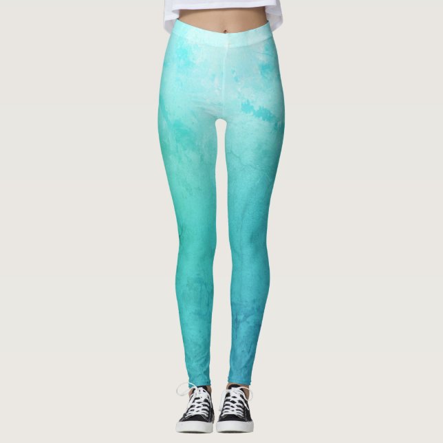 Mar, Aqua Blue Personalizado Leggings (Anverso)