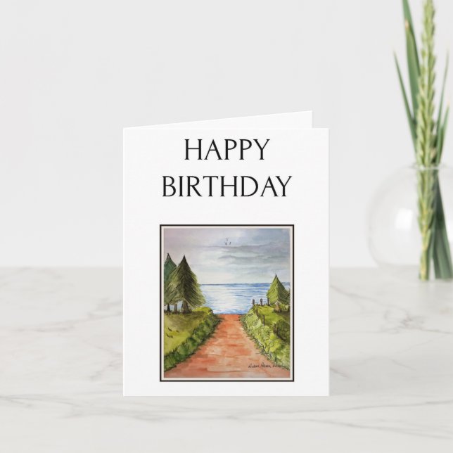 Mar, arte costero, tarjeta de cumpleaños (Anverso)