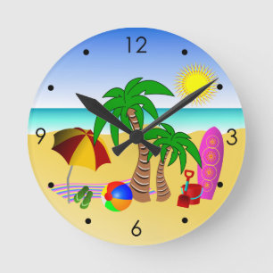 Mar de Sun de la playa y relojes de pared redondos