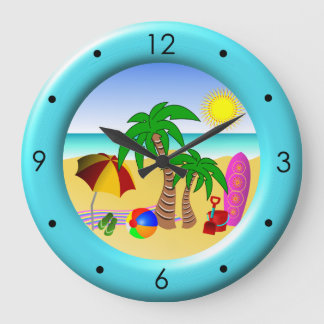Mar de Sun de la playa y relojes redondos azules