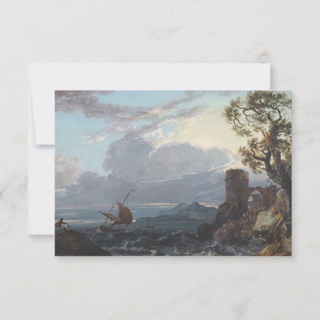 Mar de tormenta con ruinas y figuras de castillo ( (Anverso)