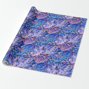 Mar del papel de regalo azul de las flores de los
