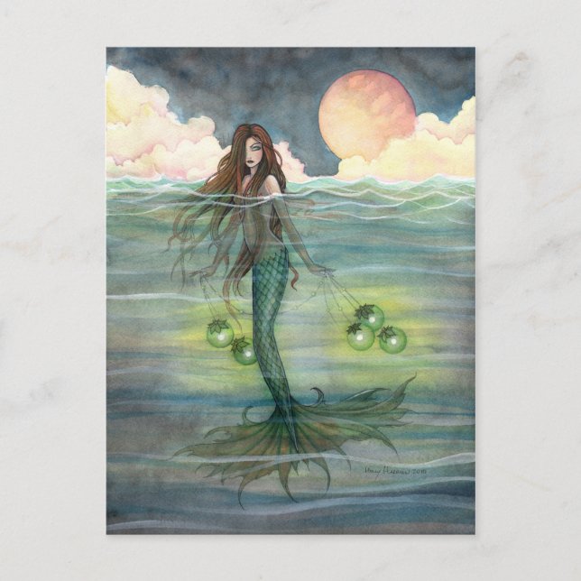 "Mar Iluminado" Tarjeta Postal de Sirena (Anverso)