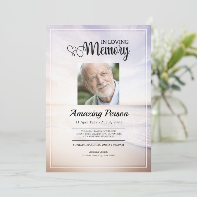 Mar playa Funeral orden de servicio Invitación (Anverso de pie)