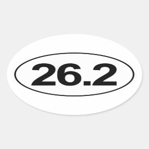 Maratón 26,2 millas de pegatina oval (blanco)
