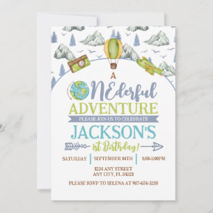 Maravillosa Aventura Invitación al primer cumpleañ