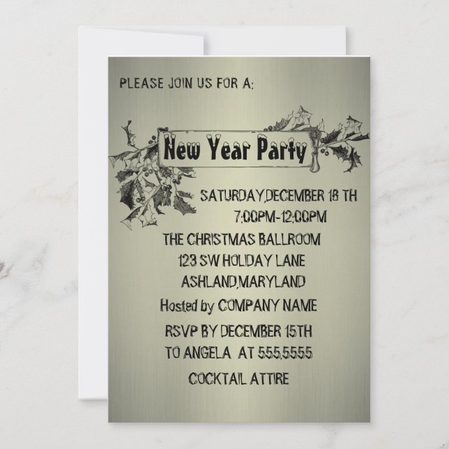 Maravillosa e impresionante invitación de Año Nuev (Anverso)