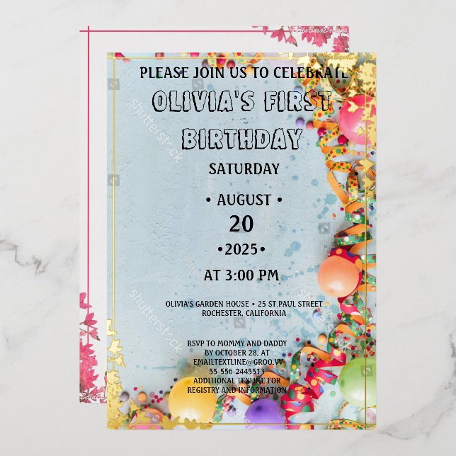 Maravillosa invitación a la floral rosa para el pr (Anverso/Reverso)