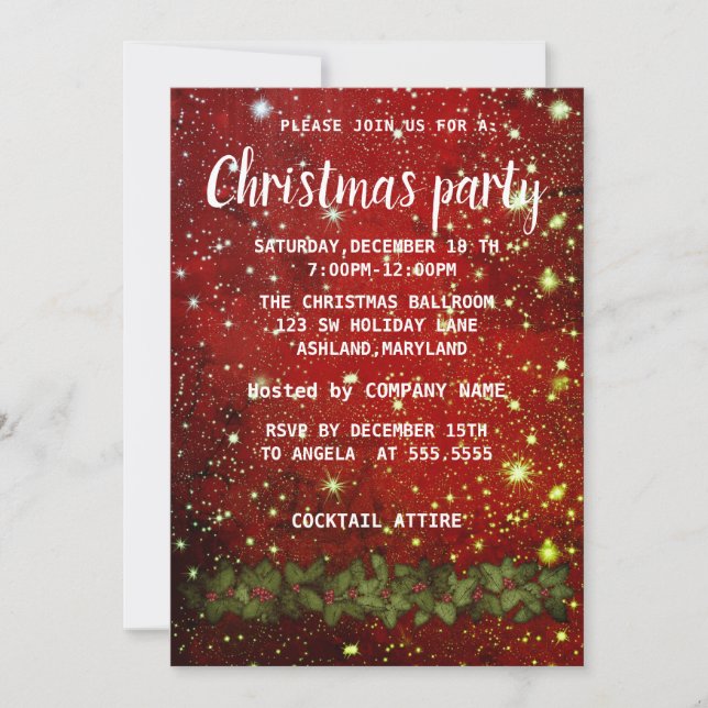 Maravillosa invitación a los Navidades Red Sparkly (Anverso)