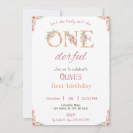 Maravillosa invitación de Chica de cumpleaños 1 cu