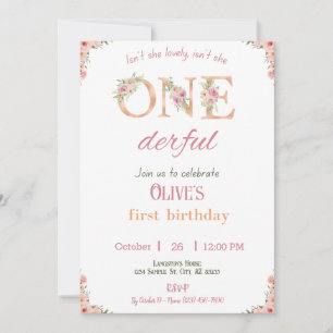 Maravillosa invitación de Chica de cumpleaños 1 cu