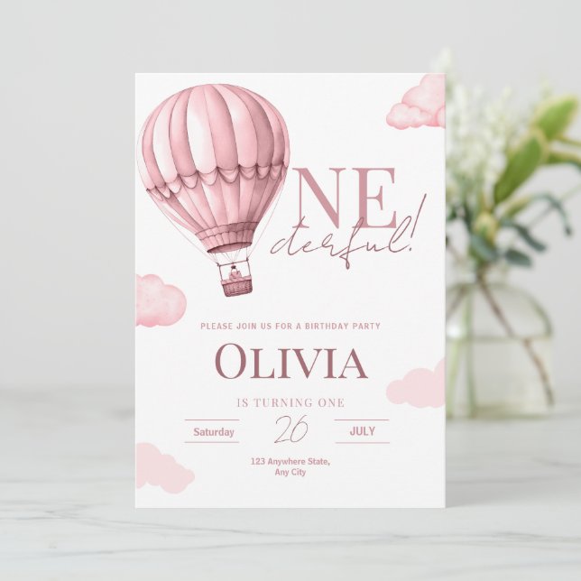 Maravillosa invitación de cumpleaños, globo de air (Anverso de pie)