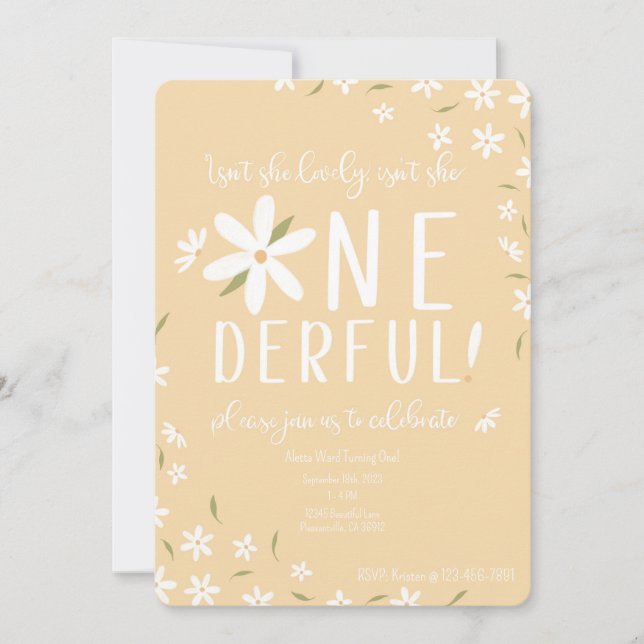 Maravillosa invitación para el primer cumpleaños (Anverso)