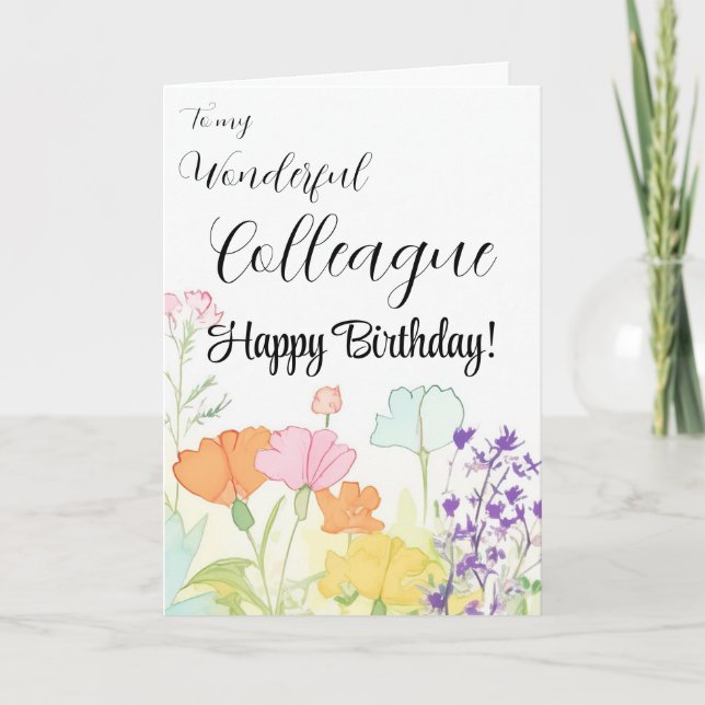 Maravillosa tarjeta de colega para su cumpleaños (Anverso)