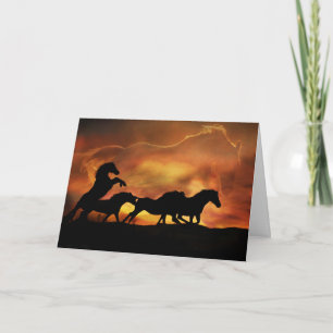 Maravillosa tarjeta de cumpleaños con caballos