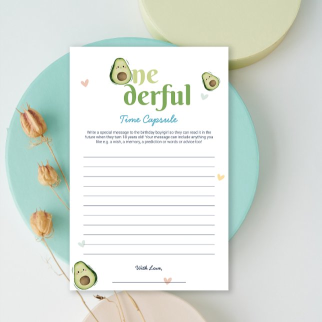 Maravillosa tarjeta de memoria de aguacate de prim (Cute Onederful Avocado 1st Birthday Memory Card)