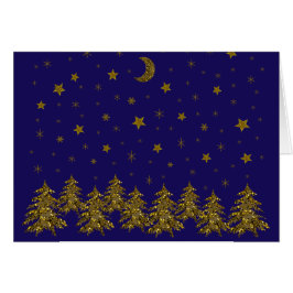 Maravilloso árbol de Navidad dorado en azul