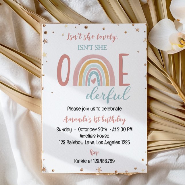 Maravilloso Boho Rainbow Birthday 1ª invitación (Subido por el creador)