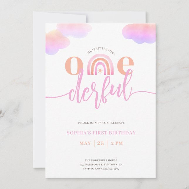 Maravilloso Chica Arcoiris Invitación a primer cum (Anverso)
