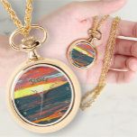 Maravilloso Día 1490 Reloj de collar<br><div class="desc">Pintar la colección "WonMaravilloso Día 1490" Personalice en la página del producto o haga clic en el botón "Personalizar" para obtener más opciones de diseño. El diseño creado a partir de mi pintura "Día Maravilloso 1490" captura el final de un hermoso día y niños relajándose en la cálida arena al...</div>