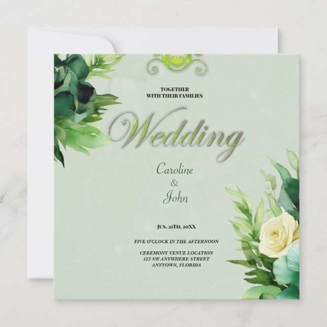 Maravilloso diseño floral verde. (Anverso)