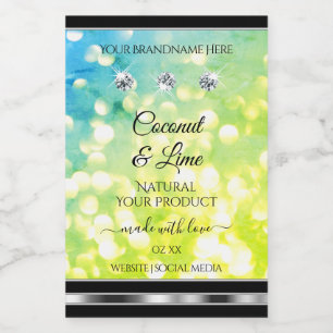 Maravilloso Purpurina verde Verde azulado Etiqueta