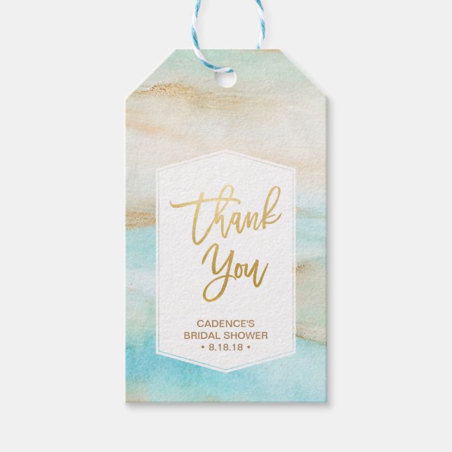 Marble acuático ducha de novia gracias etiqueta de (Anverso)