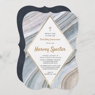 Marble Agate Gold Invitación a la Santa Comunión