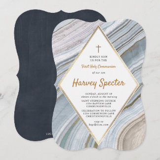Marble Agate Gold Invitación a la Santa Comunión
