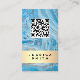 Marble azul   Cepillado de oro   Etiqueta QR