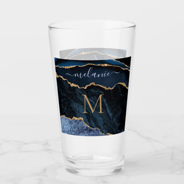Marble azul de oro de la marina Personalizado letr (Anverso)