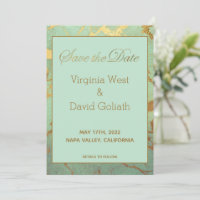 Marble azul y dorado Guardar la tarjeta Boda de fe