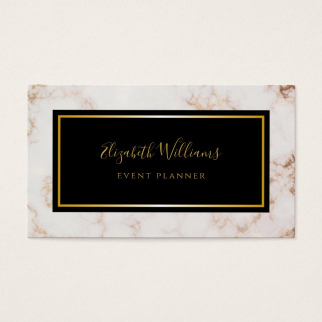 Marble Black Gold Event Planner tarjeta de present (Frente)