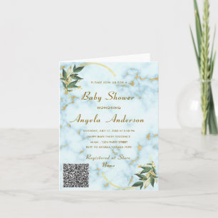 Marble blanco Código QR Bebé Chica Invitación a du