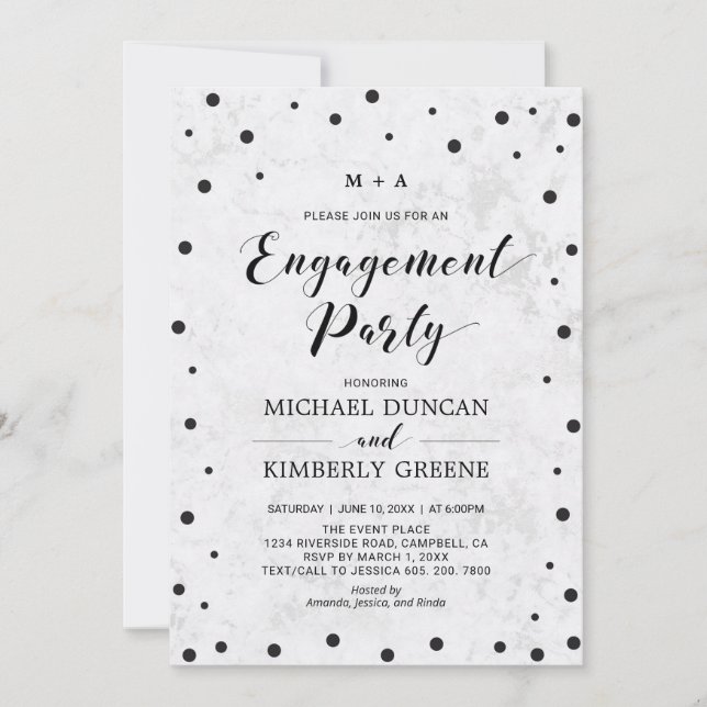 Marble & Confetti | Invitación moderna para fiesta (Anverso)