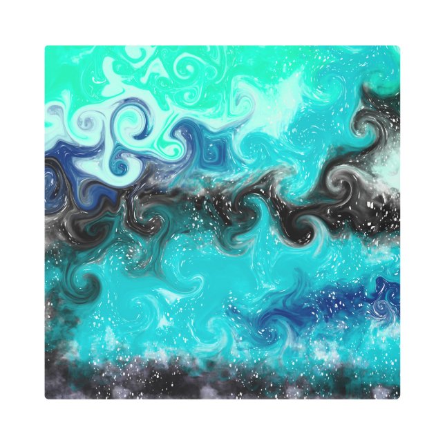 Marble de arte verde azulado, azul y negro con flu (Anverso)