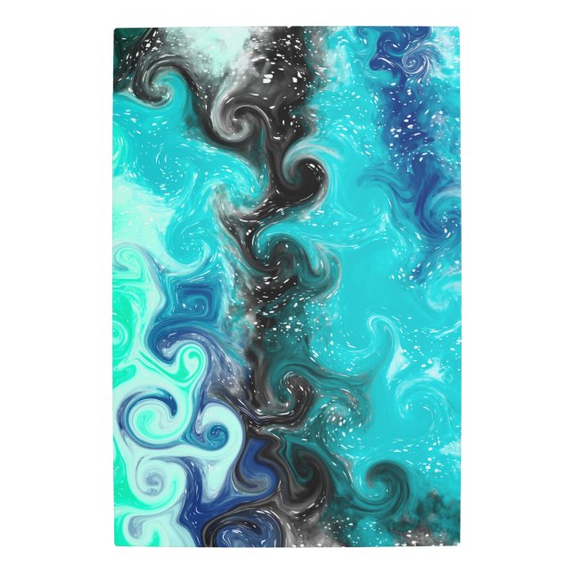 Marble de arte verde azulado, azul y negro con flu (Anverso)