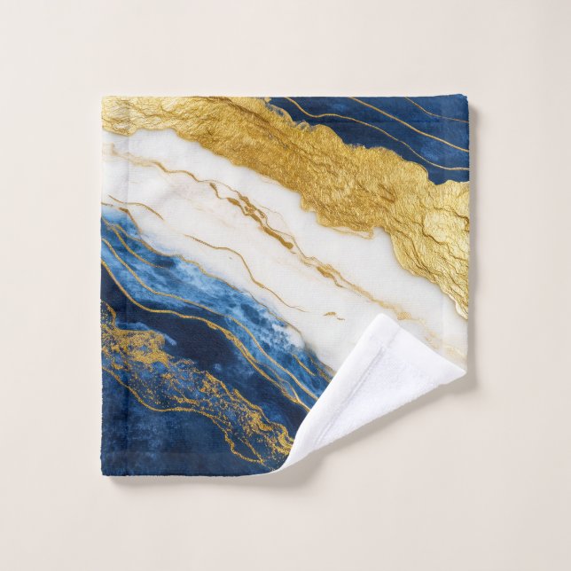 Marble de hojas de oro y azul de la marina de lujo (Toallita)